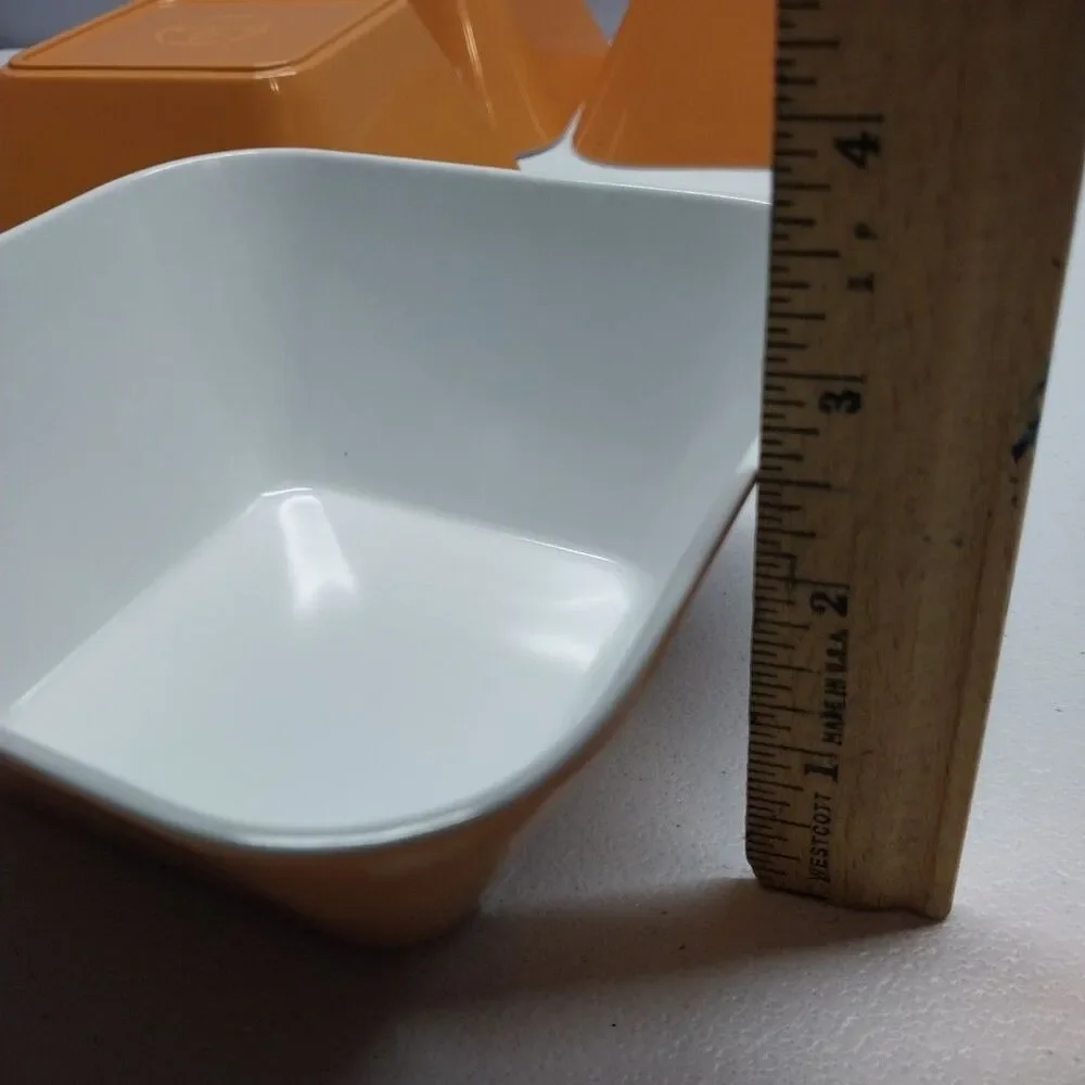 Target Home Everyday Melamine Square Bowls Set 4 Orange White 5.75
